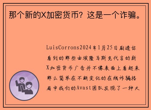 那个新的X加密货币？这是一个诈骗。