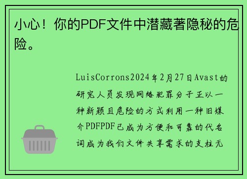 小心！你的PDF文件中潜藏著隐秘的危险。